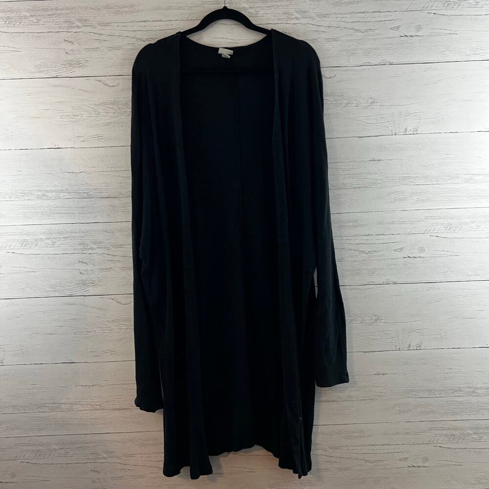 A New Day Black Ribbed Lightweight Long Line Cardigan Size XXL